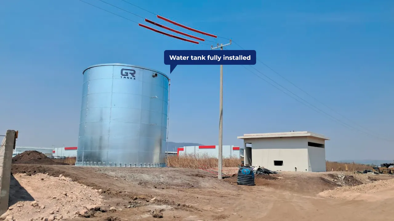 Water tank fully installed